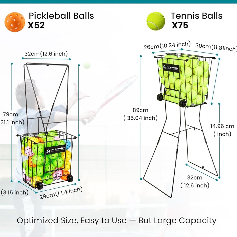 NEW Tennis Ball Hopper or Pickleball Picker Carrier Basket with Wheels - Picture 5 of 7